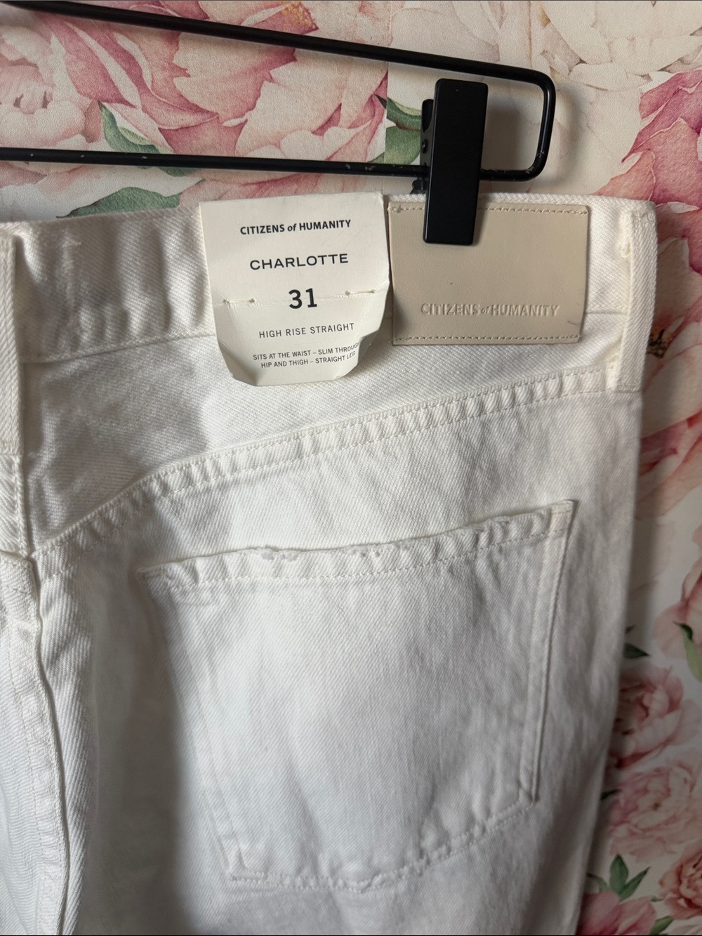 NWT Charlotte High Rise Straight In Soft White Denim Jeans Pants size 12 31 - Picture 8 of 8